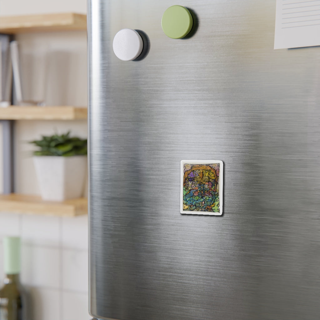 Realms Die-Cut Magnet — Colorful Abstract Art Refrigerator Sticker
